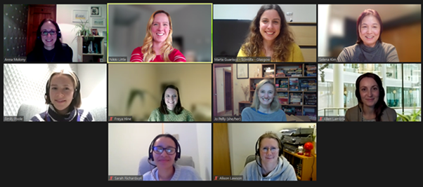A screenshot showing 10 people in a virtual meeting